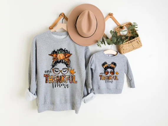 One Thankful Mama Mini Sweatshirt Autumn Shirt Fall Vibes - Etsy | Etsy (US)