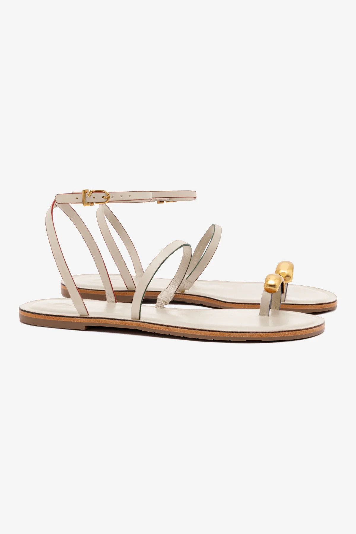Biarritz Flat Sandal In Ivory Leather | Larroude