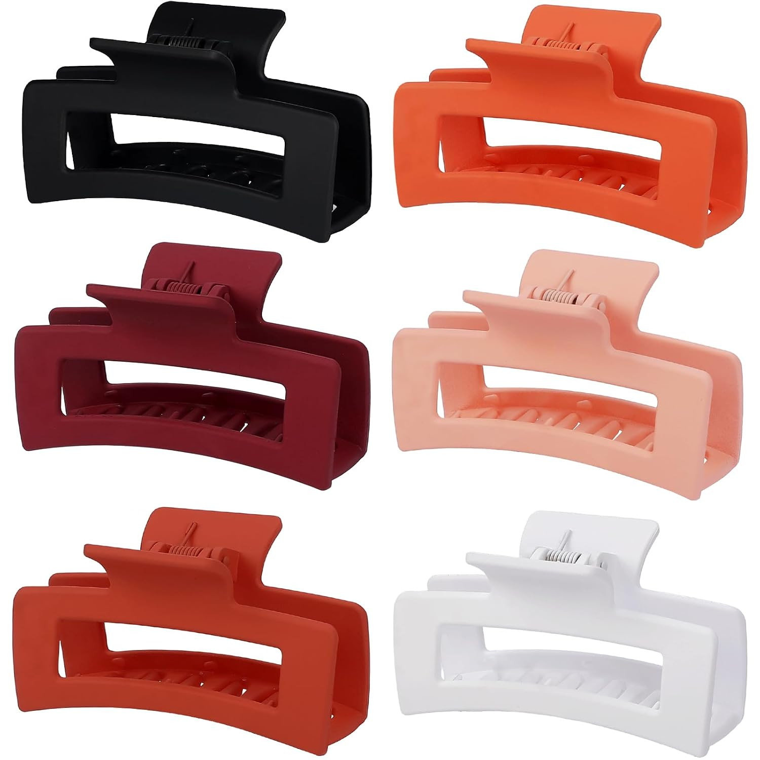 Sisiaipu 3.5 Inch Medium Hair Claw Clips 6 Pack Hair Clips for Women Square Rectangle Claw for Hair Banana Jaw Clips Hair Accessories for Girls (Orange) | Amazon (US)