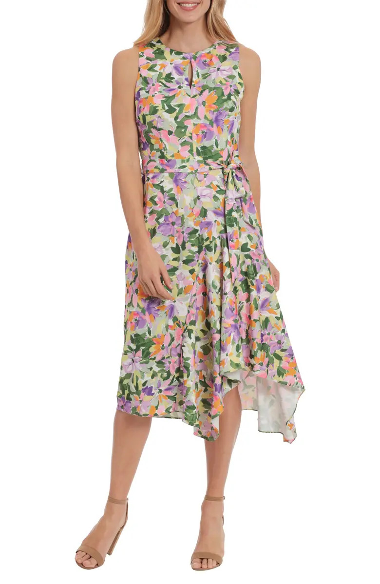 Floral Keyhole Asymmetric Hem Dress | Nordstrom Rack