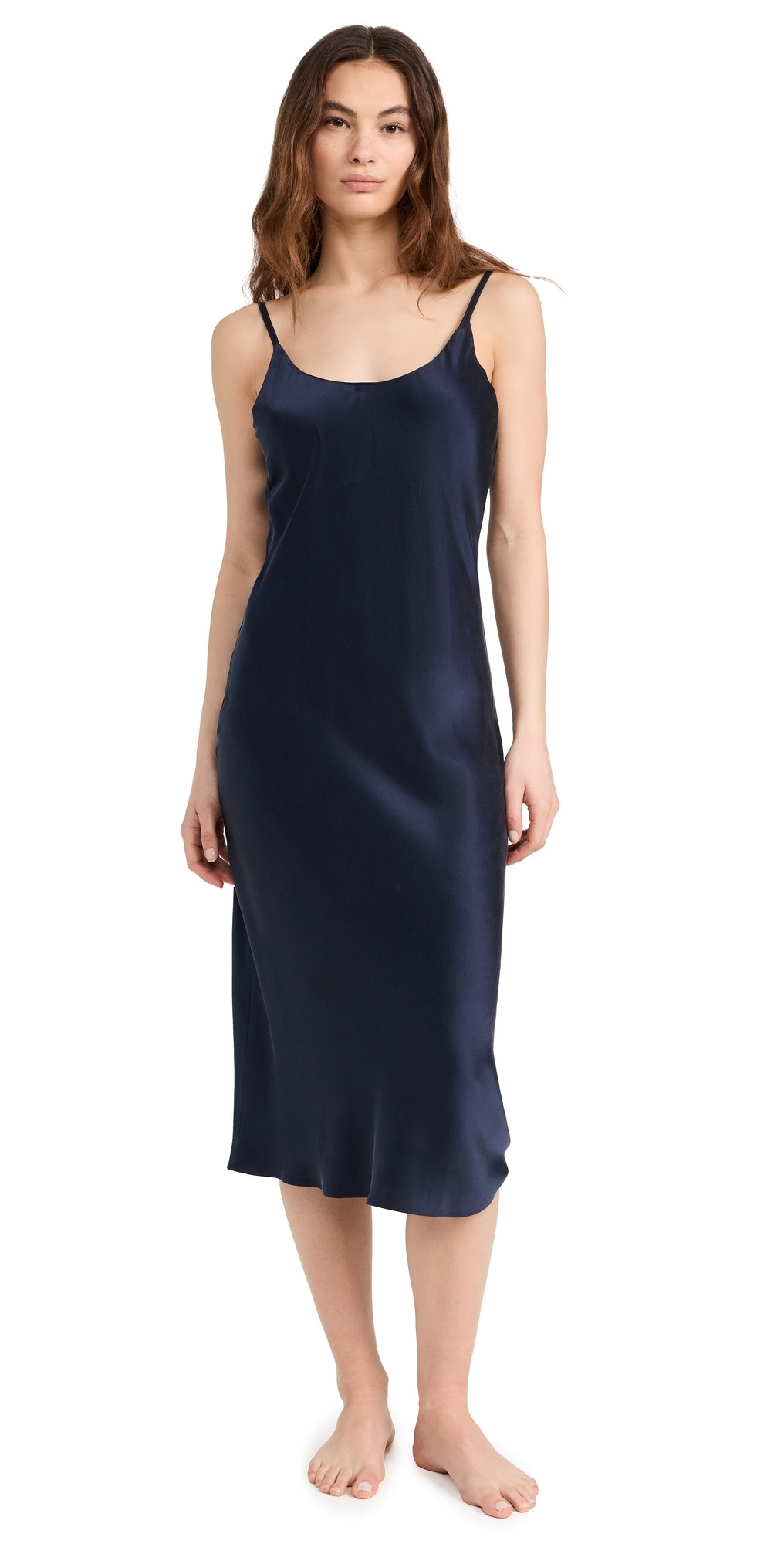 Lunya Washable Silk Bias Slip Dress Deep Blue S | Shopbop