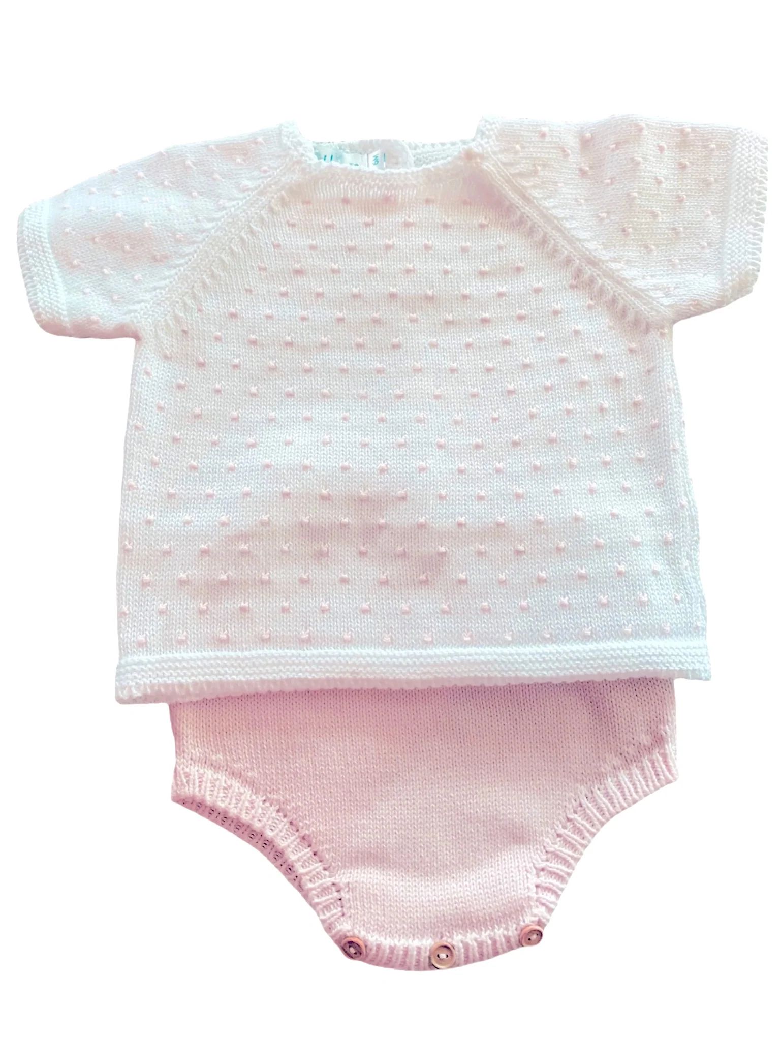 Pink Dot Knitted Layette Set | Loozieloo