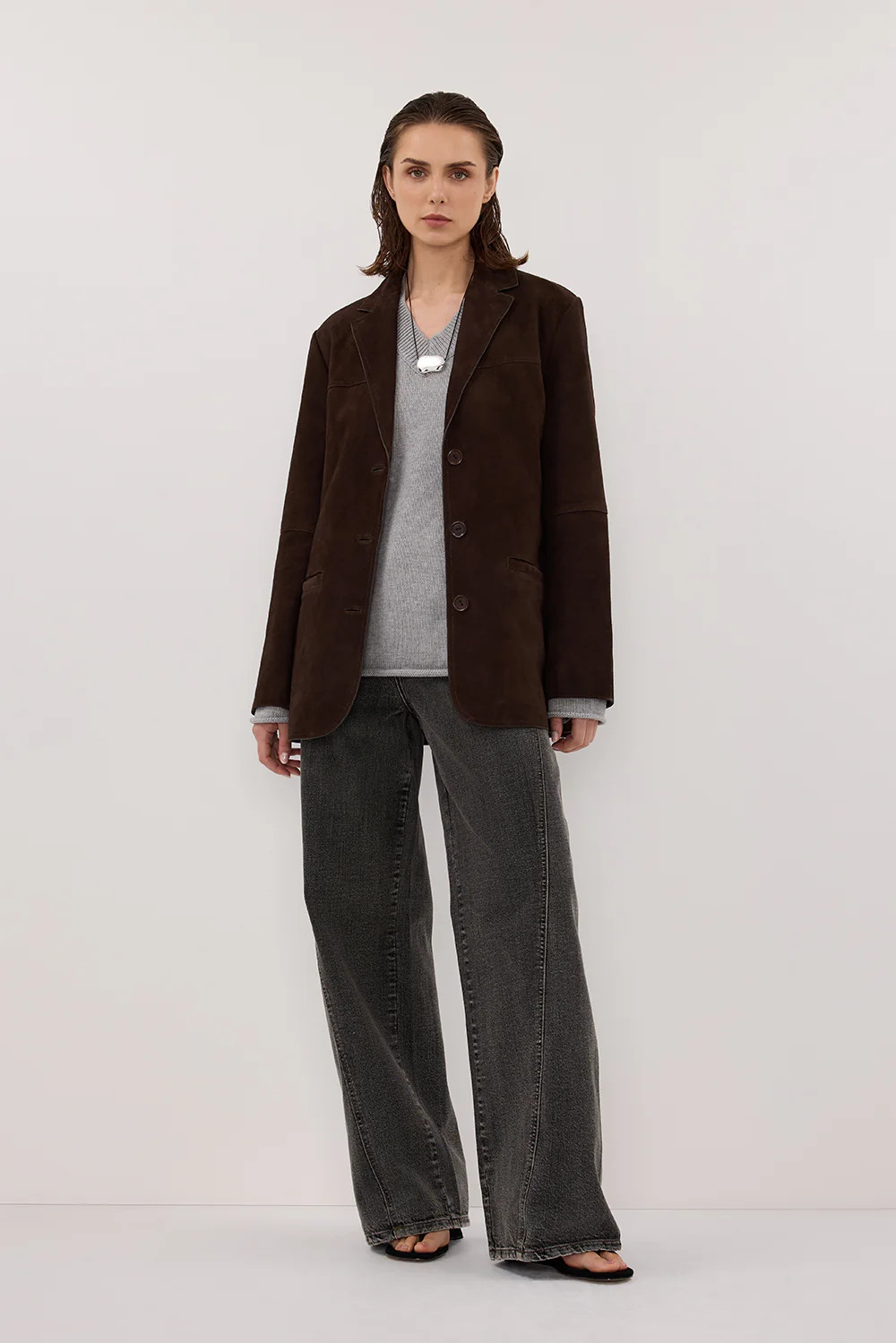 HENDRIX BITTER CHOC SUEDE JACKET | DISSH