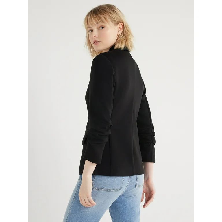 Scoop Women's Relaxed Scuba Knit Stretch Blazer with Scrunch Sleeves, Sizes XS-XXL | Walmart (US)