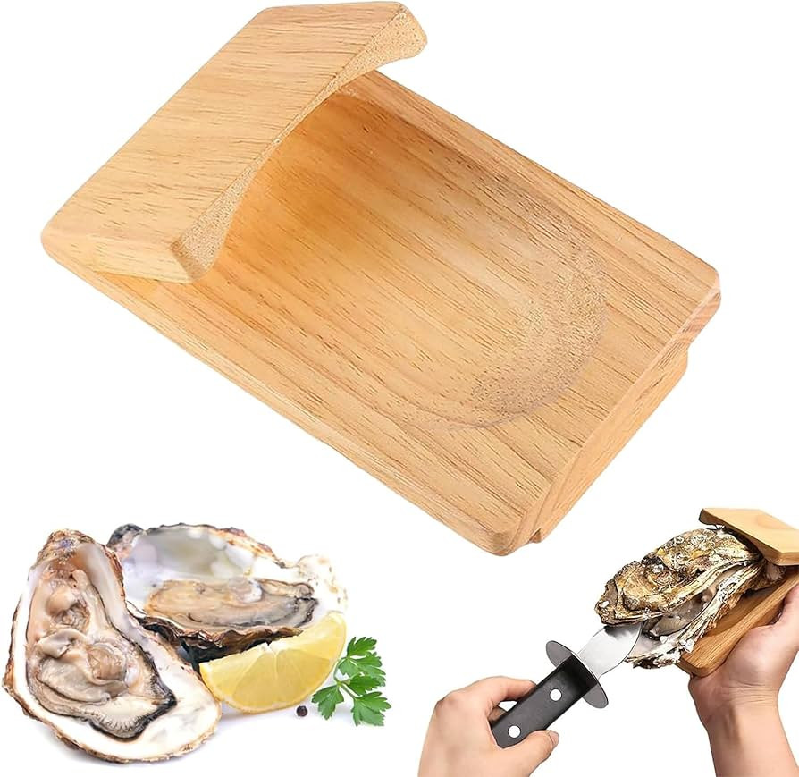 Oyster Shucking Clamp Shucker Tool Wood Oyster Holder Opener Shucking Block Wooden Seafood Shucki... | Amazon (US)