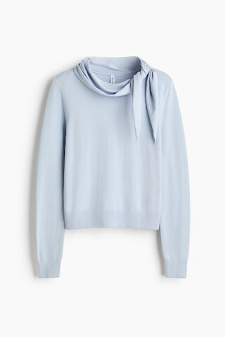 H & M - Sweater with Scarf Collar - Light Blue | H&M (US + CA)
