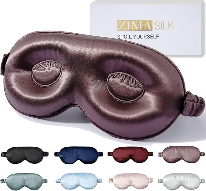 ZIMASILK Adjustable 22 Momme 100% Pure Mulberry Silk Sleep Mask, 3D Contoured Cup Eye Mask for Sl... | Amazon (US)