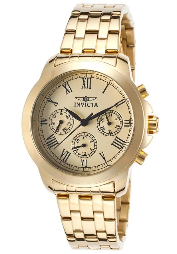 Invicta Specialty Chronograph Gold Dial Ladies Watch 21654 - Walmart.com | Walmart (US)