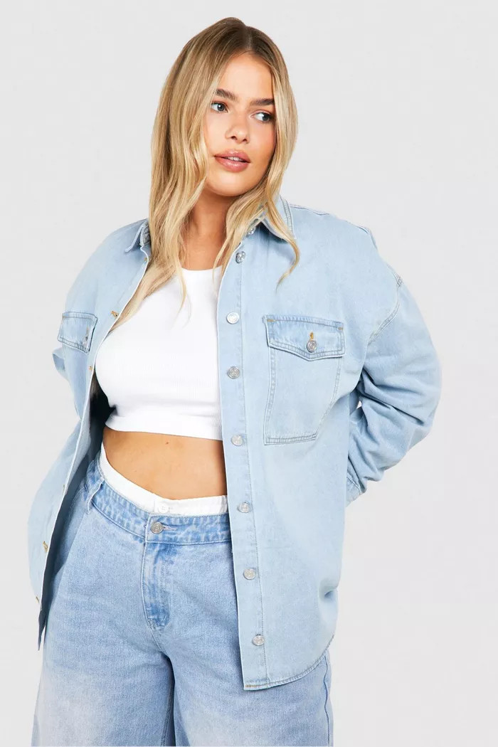 Plus Western Pocket Denim Shirt | boohoo (US & Canada)