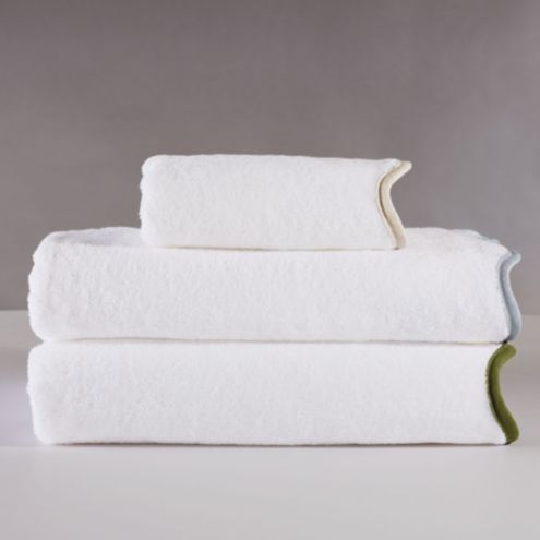Edie Scalloped Linen Trimmed Cotton Designer Bath Towel | Ballard Designs, Inc.