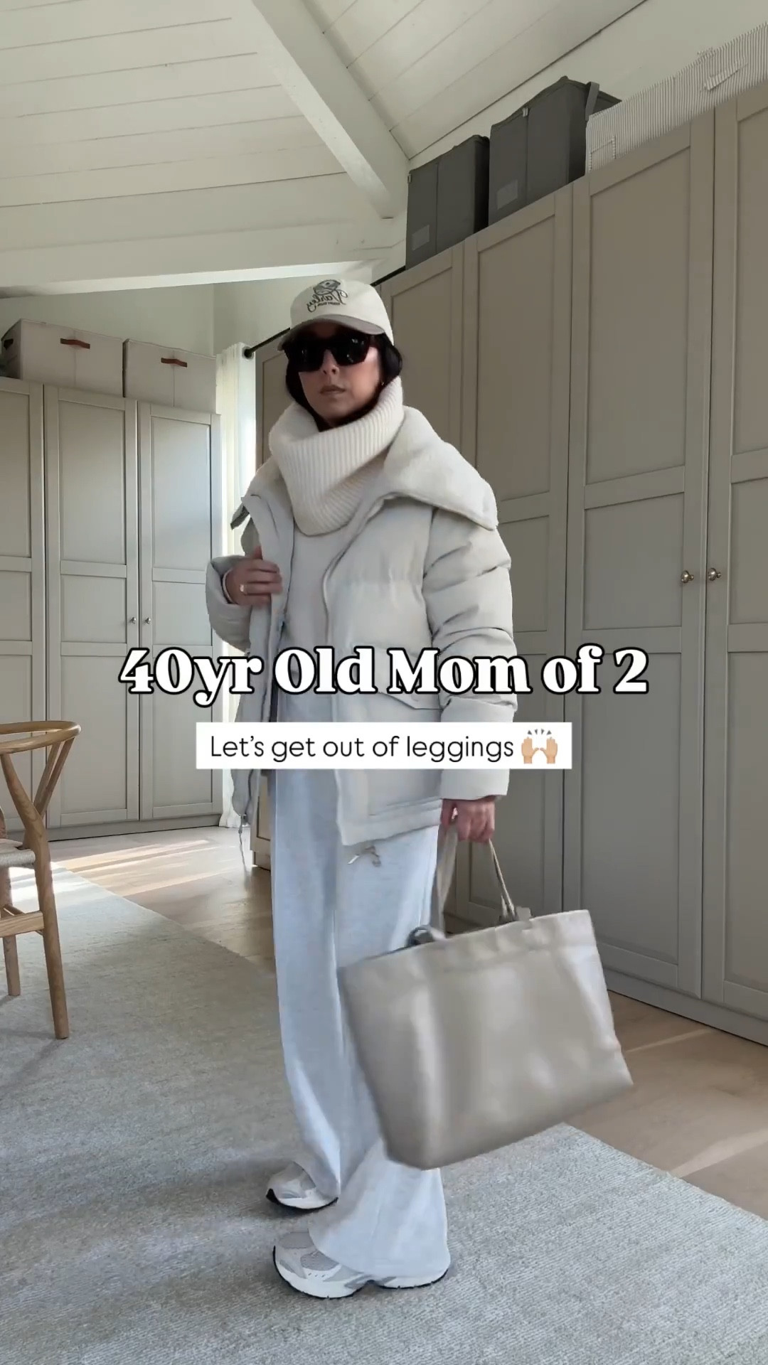 40yr old mom of 2 - let’s get out of leggings. 

Varley jacket xs - you can size down
Nordstrom sweater xs - old, linked similar
Aritzia neck warmer
Varley wide leg pants xs 28" inseam
Nike sneakers 6
Varley hat
Cuyana Easy tote small in Stone
Celine sunglasses

Winter outfit, winter style, petite style 

#LTKPetite #LTKmomlife #LTKootd