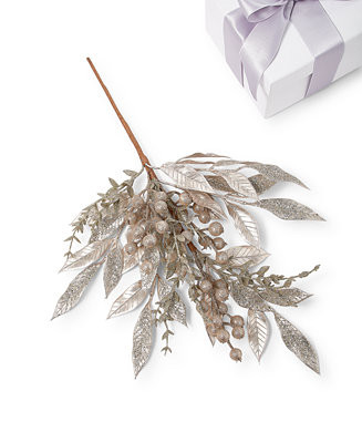 Holiday Lane Cinnamon & Spice Glittered Leaves With Ball Pick Ornament, Created for Macy's & Revi... | Macys (US)