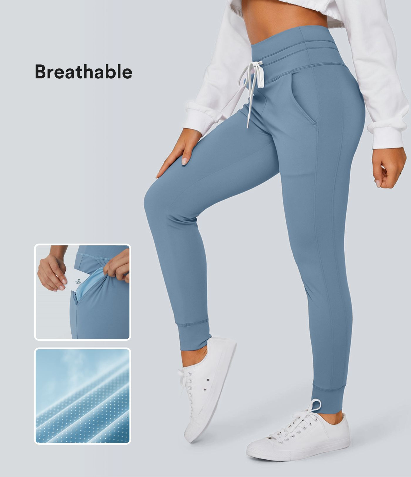 Women’s SoftlyZero™ Plush High Waisted Drawstring Pocket Plain Full Length Joggers - Halara | HALARA