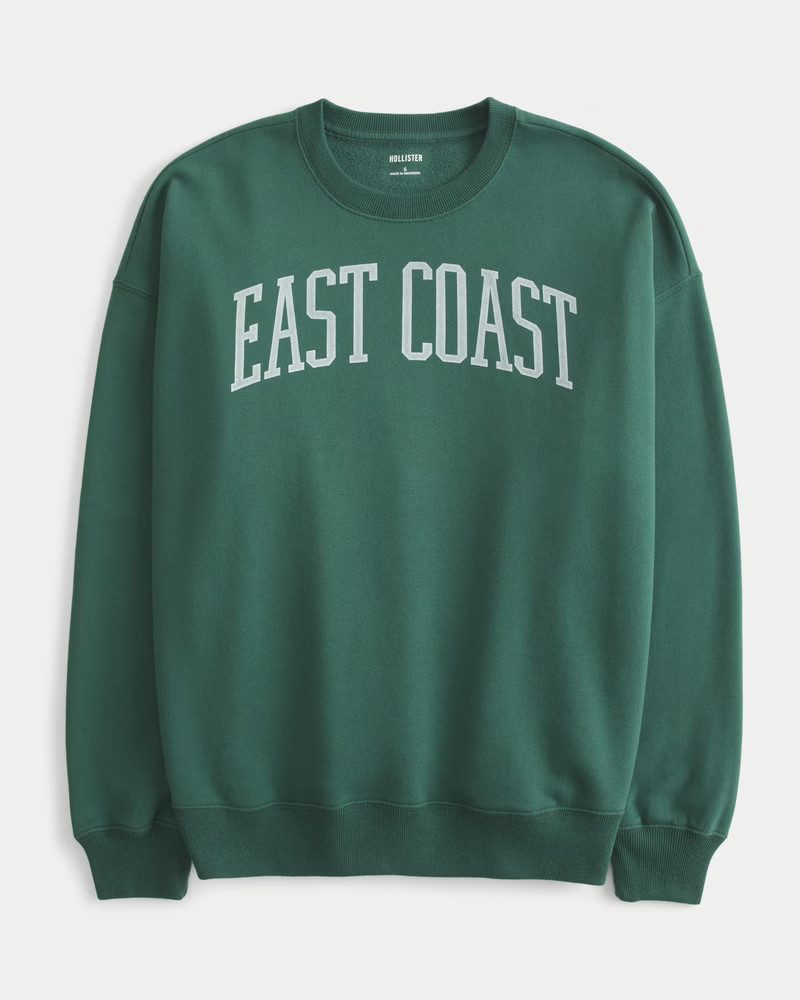 Women's Oversized East Coast Graphic Crew Sweatshirt | Women's Sweatshirts & Sweatpants | Hollist... | Hollister (UK)