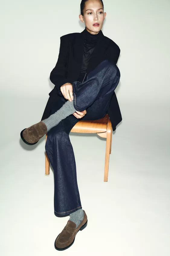 SPLIT SUEDE LOAFERS | Zara UK