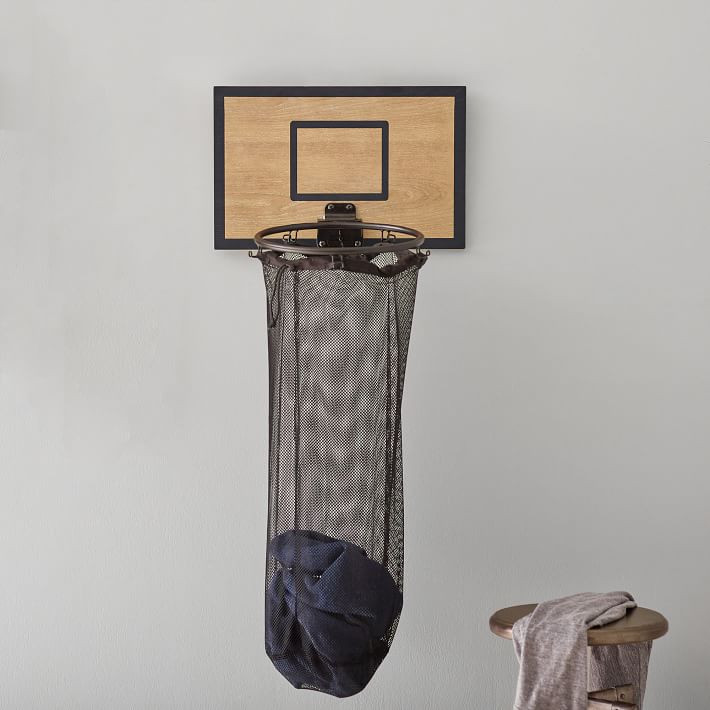 Basketball Hoop Over The Door Hamper, Smoked Gray | Pottery Barn Teen