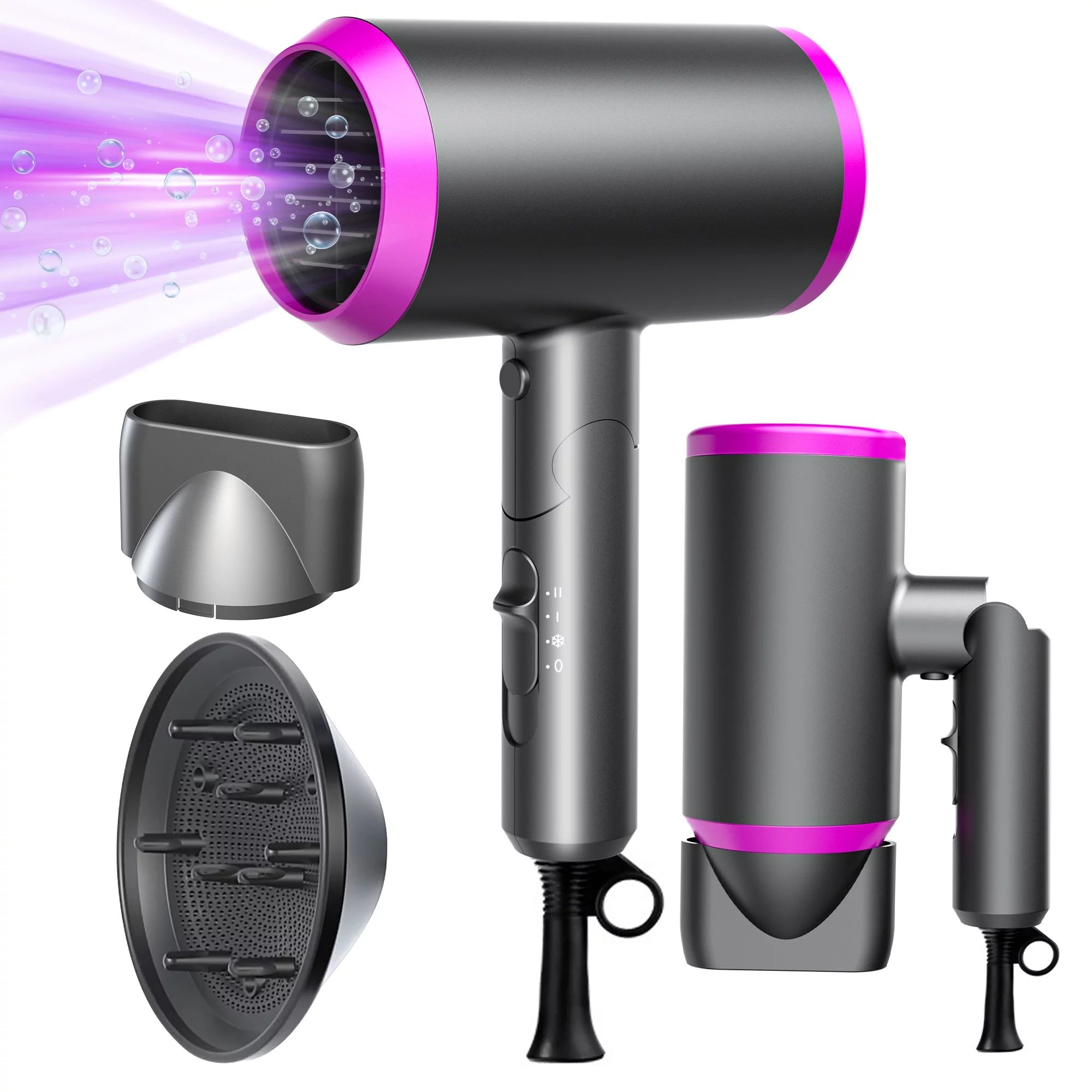 Hair Dryer with Diffuser and Concentrator, Professional Ionic Hair Dryer Fast Drying with 3 Heat ... | Walmart (US)