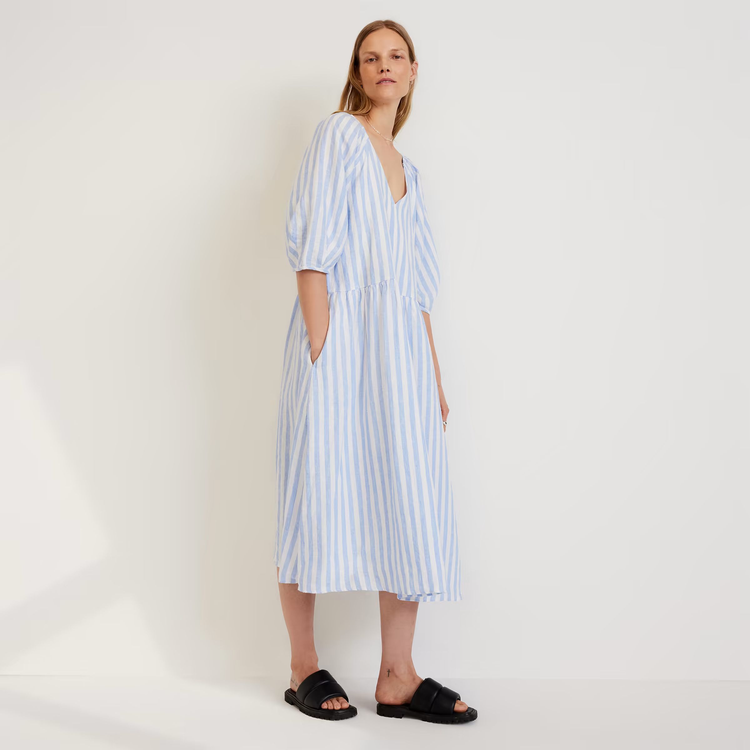 The Linen Puff Sleeve Dress | Everlane