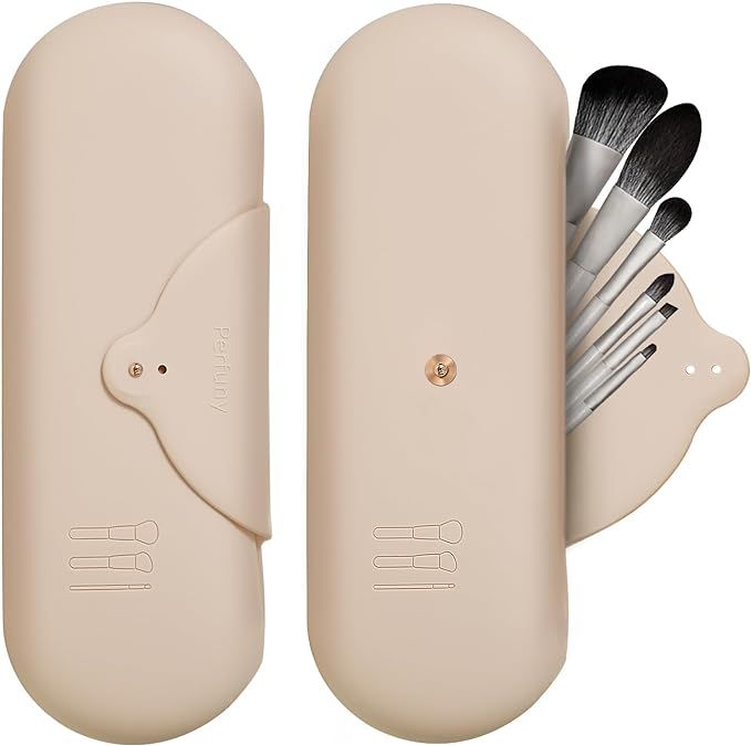 Perfuny Travel Makeup Brush Holder Make up Bag Brushes Case Travel Essentials Silicone Portable C... | Amazon (US)