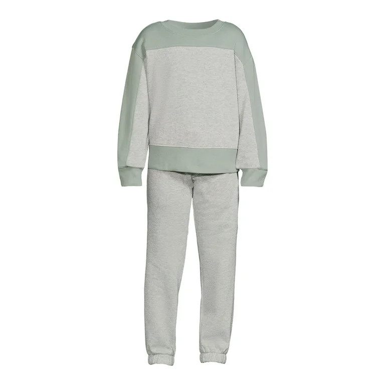 Athletic Works Girls’ Fleece Sweatshirt and Sweatpants Set, 2-Piece, Sizes 4-18 & Plus | Walmart (US)