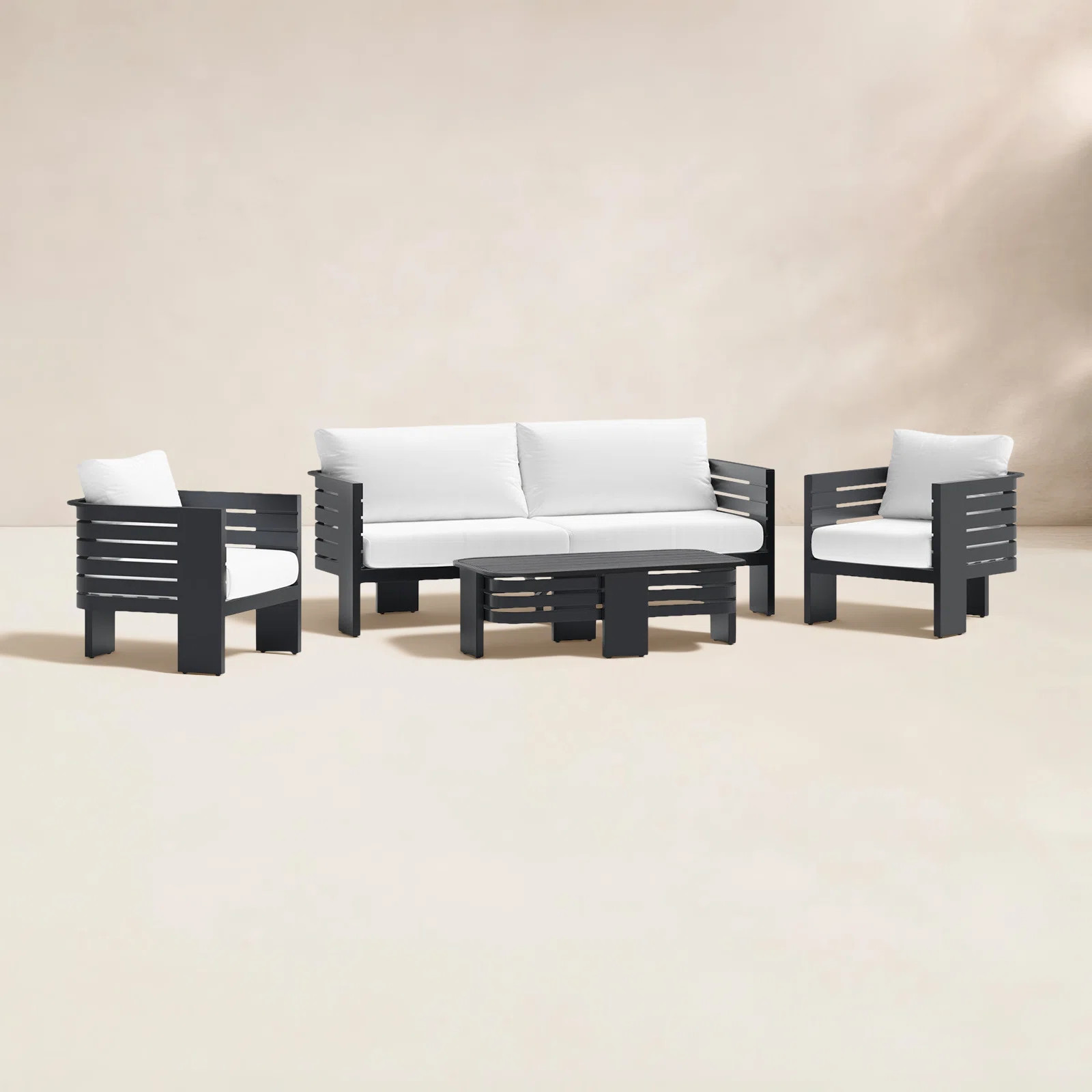 Ari 4-Piece Outdoor Rounded Aluminum Seating Group | AllModern