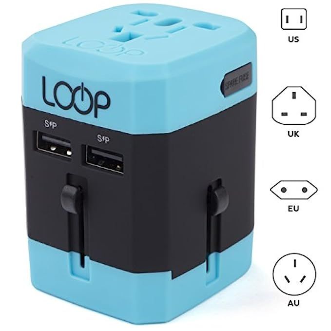 LOOP World Adapter Plug, Worldwide Travel Adapter Charger [US UK EU AU CN] w/ Dual USB Charging Port | Amazon (US)