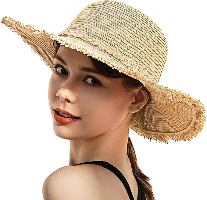 Beach Hats for Women, Wide Brim Sun Straw Hat for Women, UV Protection UPF 50+ Sun Hats, Collapsi... | Amazon (US)
