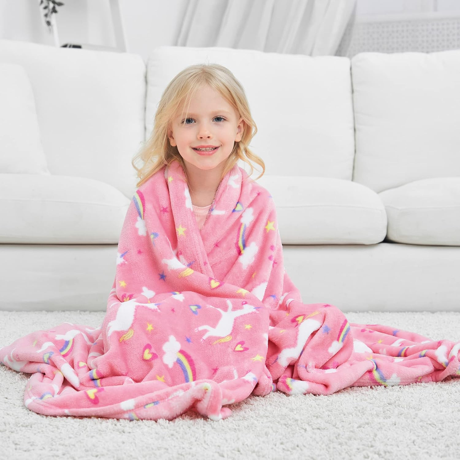 Softan Unicorn Blanket for Girls, Kids Throw Blanket for Boys and Girls Soft Cozy Flannel, Cute Pink Unicorn Blanket for Sofa Couch Bed, Christmas Birthday Gift for Kids Toddler, 50x60 Inches | Amazon (US)