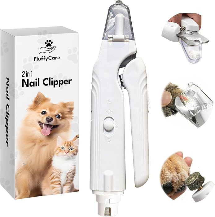 2-in-1 Dog Nail Clippers & Cat Nail Clipper with 2 LED Lights, USB Rechargeable with Safety Guard... | Amazon (US)