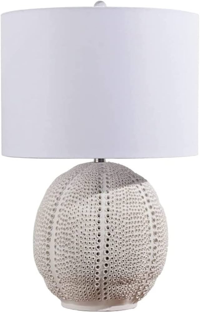 Bedside Nightstand Lamp Hand Drilled Ceramic Table Lamp Bedside Nightstand Lamp with Fabric Shade... | Amazon (US)