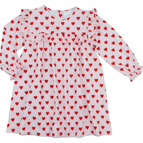 Pink And Red Heart Print Knit Dress | Cecil and Lou