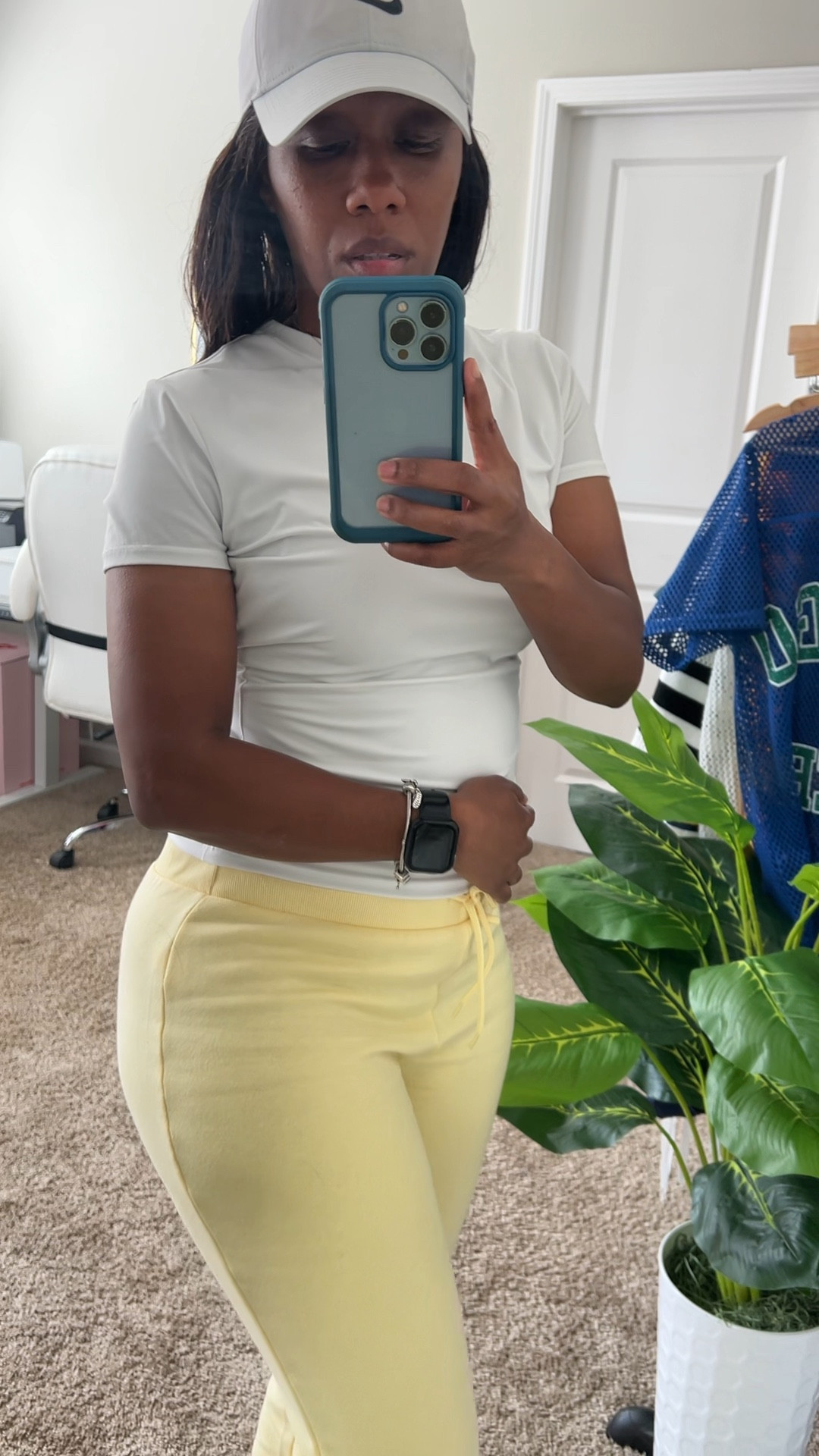 The softest white fitted tee with yellow flare fleece pants 

#LTKPetite #LTKFindsUnder50 #LTKStyleTip