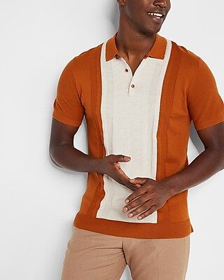 Color Block Short Sleeve Cotton Polo Sweater | Express