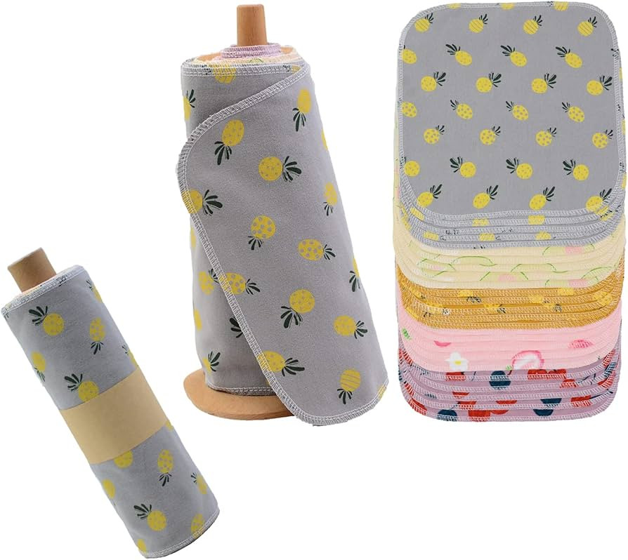 Paperless Towels Roll Washable Cotton Cloth, Reusable Paper Towels - 25 Pack with Durable Cardboa... | Amazon (US)