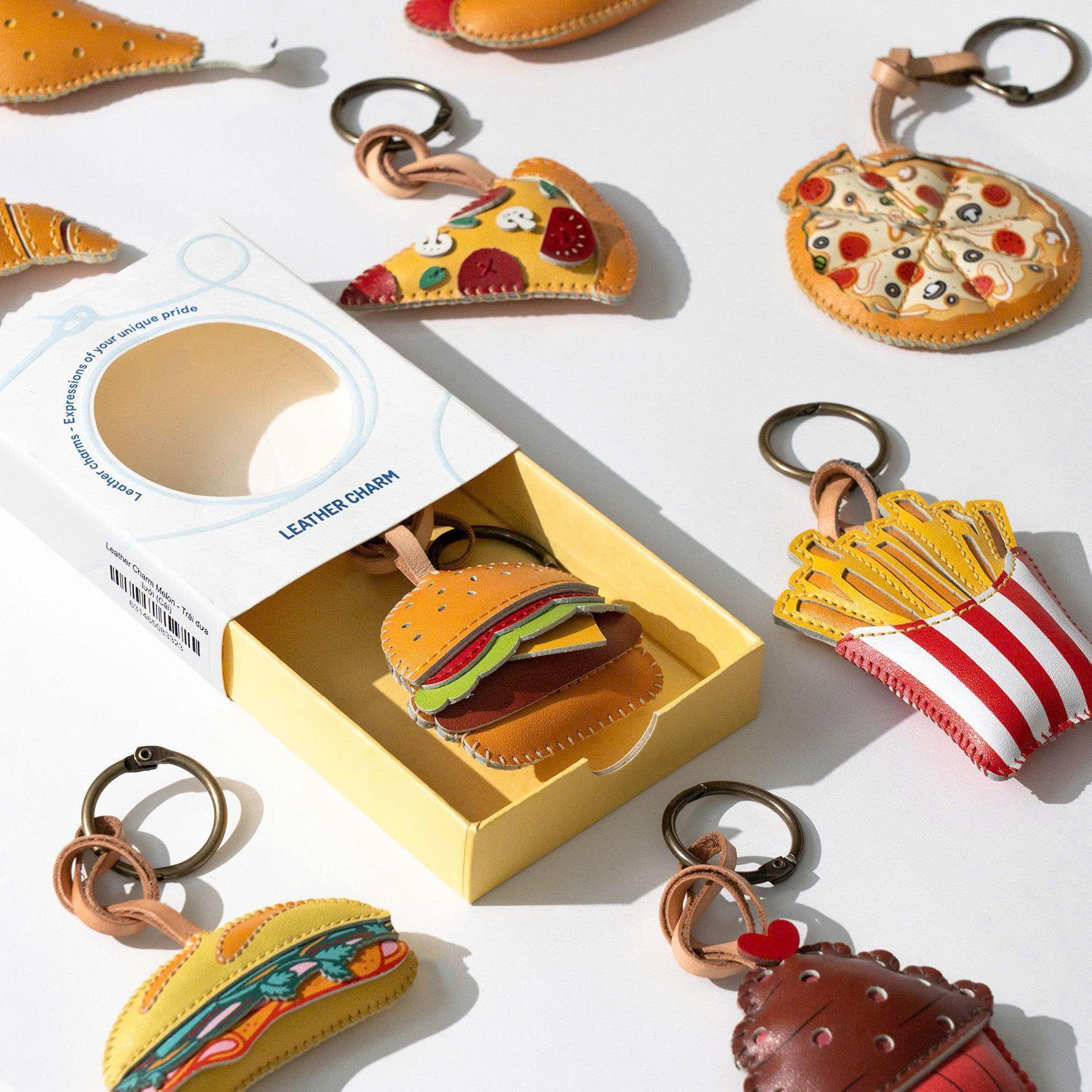 Fun Foodie Charm – Hotdog Pizza Bag Charm, Cute Vegan Leather Keychain Gift | Etsy (Global)