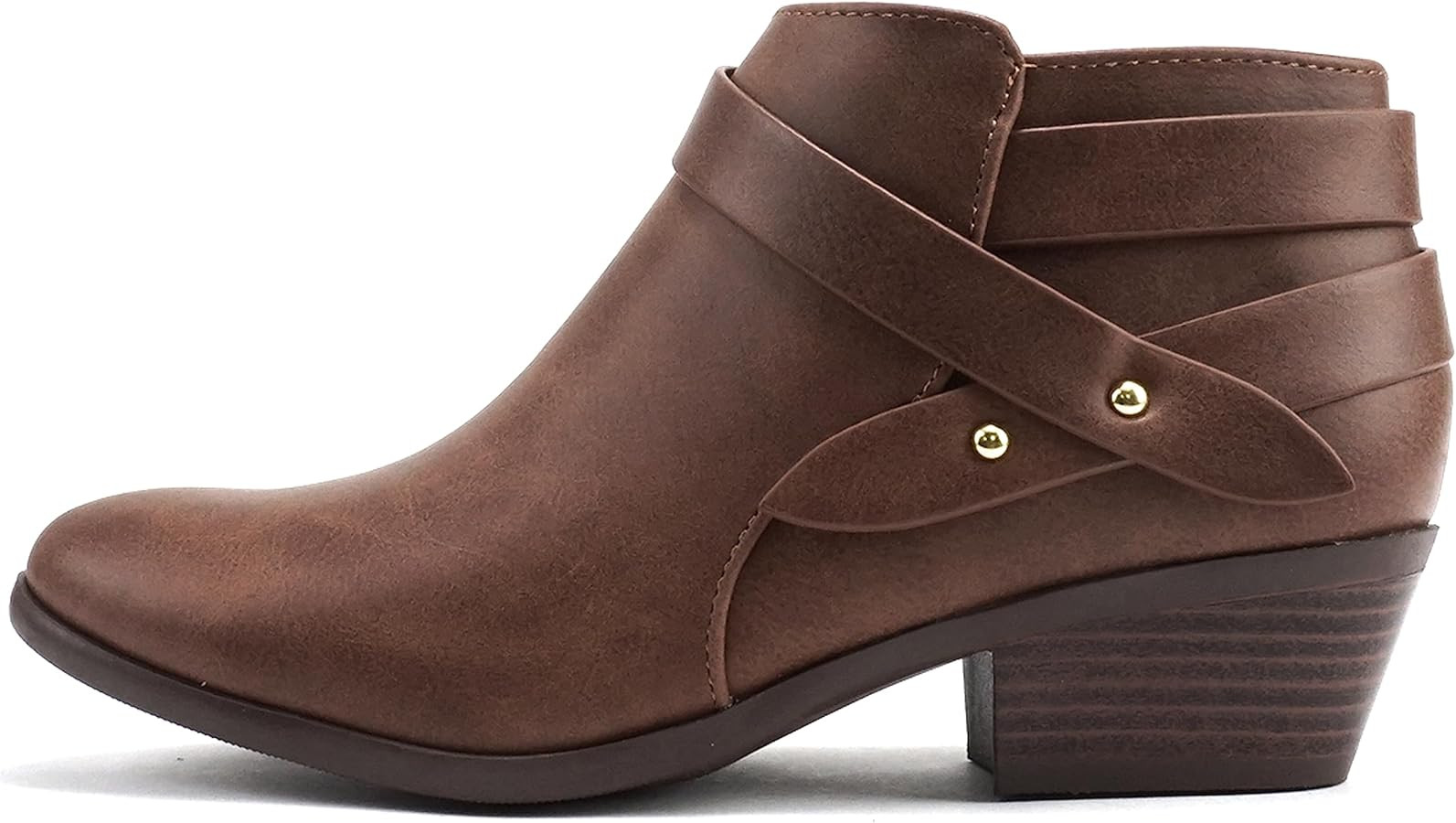 Soda SWEETEN Women's Fashion Closed Toe Multi Strap Ankle Bootie Block Heel (Wide Fit Available) | Amazon (US)