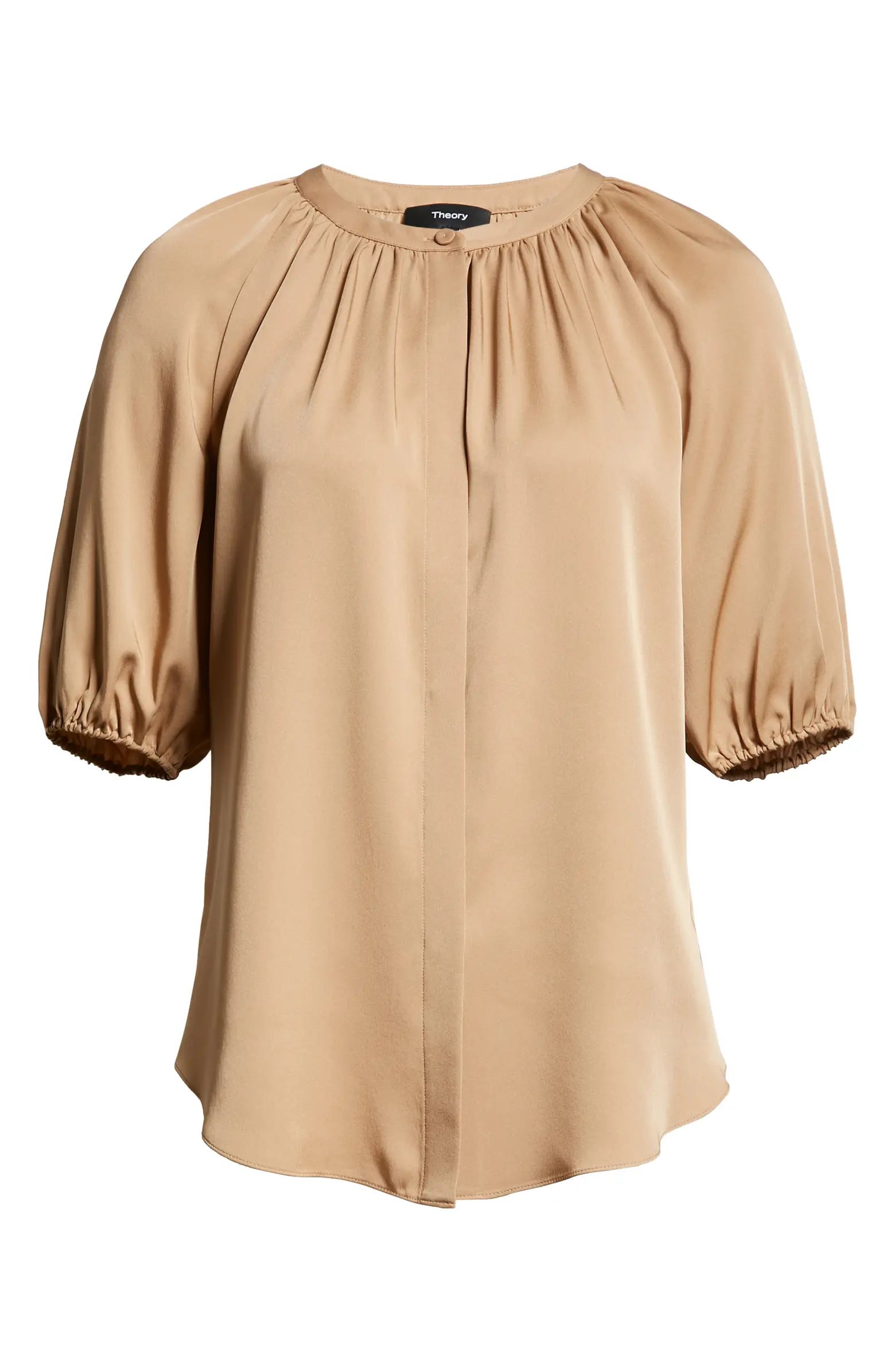 Romantic Elbow Sleeve Silk Blouse | Nordstrom