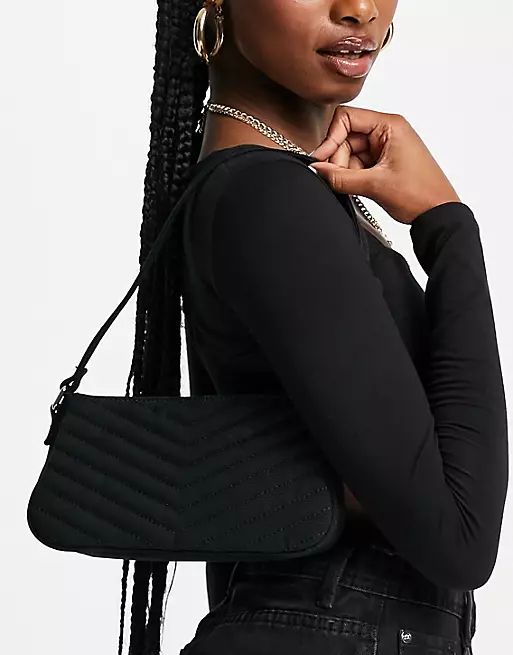 NA-KD quilted baguette purse in black | ASOS (Global)