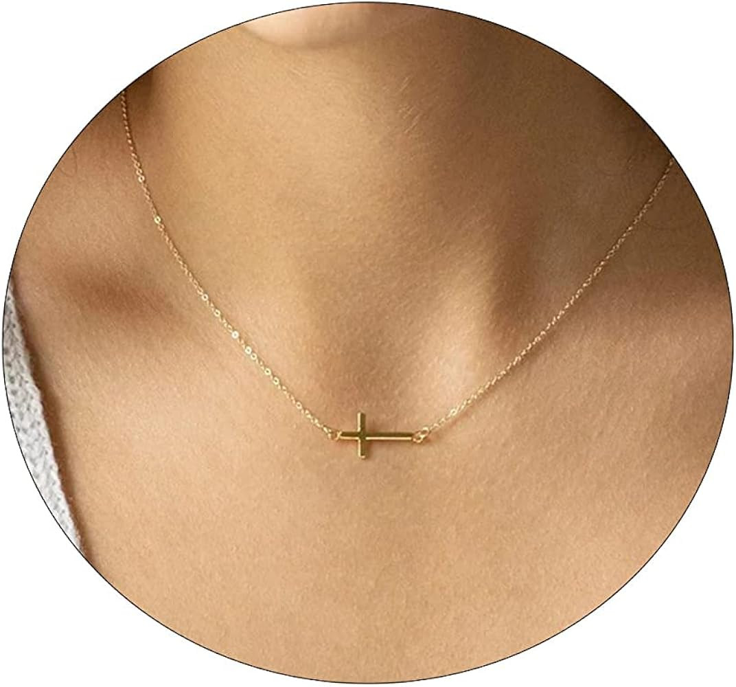 CAROVO Dainty Cross Pendant Necklace Gift for Women       
Material: Brass 

Gemstone: No Gemston... | Amazon (US)