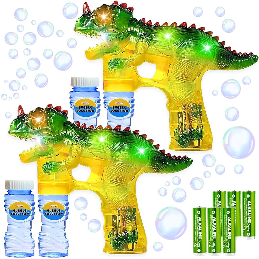 Haktoys Jurassic Dinosaur Light Up Bubble Gun Shooter (2-Pack) Lights, Extra Refill Bottles, Soun... | Amazon (CA)