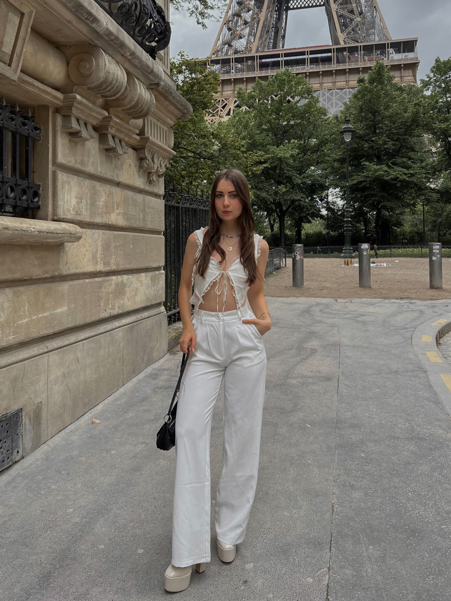 Monochromatic white outfit inspiration 
Summer outfit inspo, summer outfits, trouser style, lace top, aesthetic outfits, Parisian style, paris street style, paris France, European summer, vacation outfits, workwear, business casual 

#LTKeurope #LTKstyletip #LTKworkwear