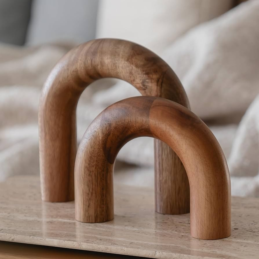 Wood Arch Bookshelf Decor - Shelf Decor Accents, Coffee Table Decor Items, Modern Home Decor, Ent... | Amazon (US)