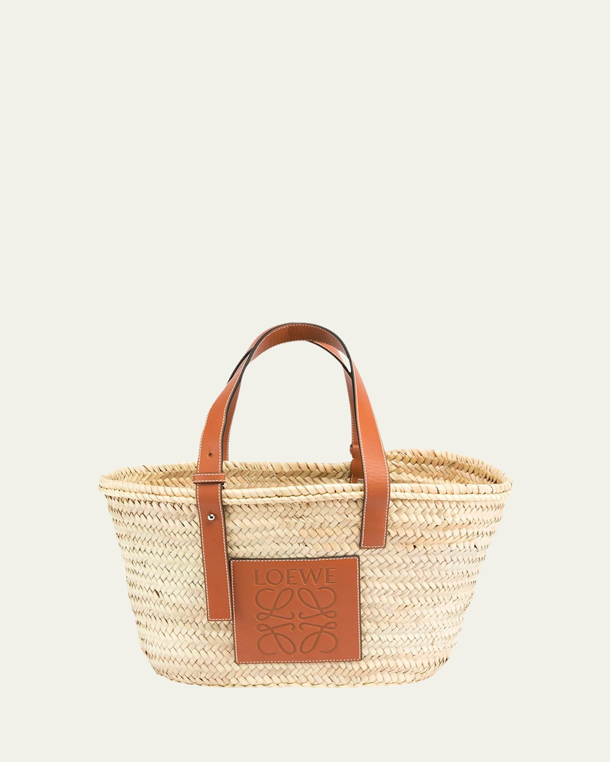 x Paula's Ibiza Basket Small Bag in Palm Leaf with Leather Handles | Bergdorf Goodman