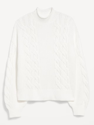 Seaside Cotton Roll-Neck Cable-Knit Sweater | Old Navy (US)