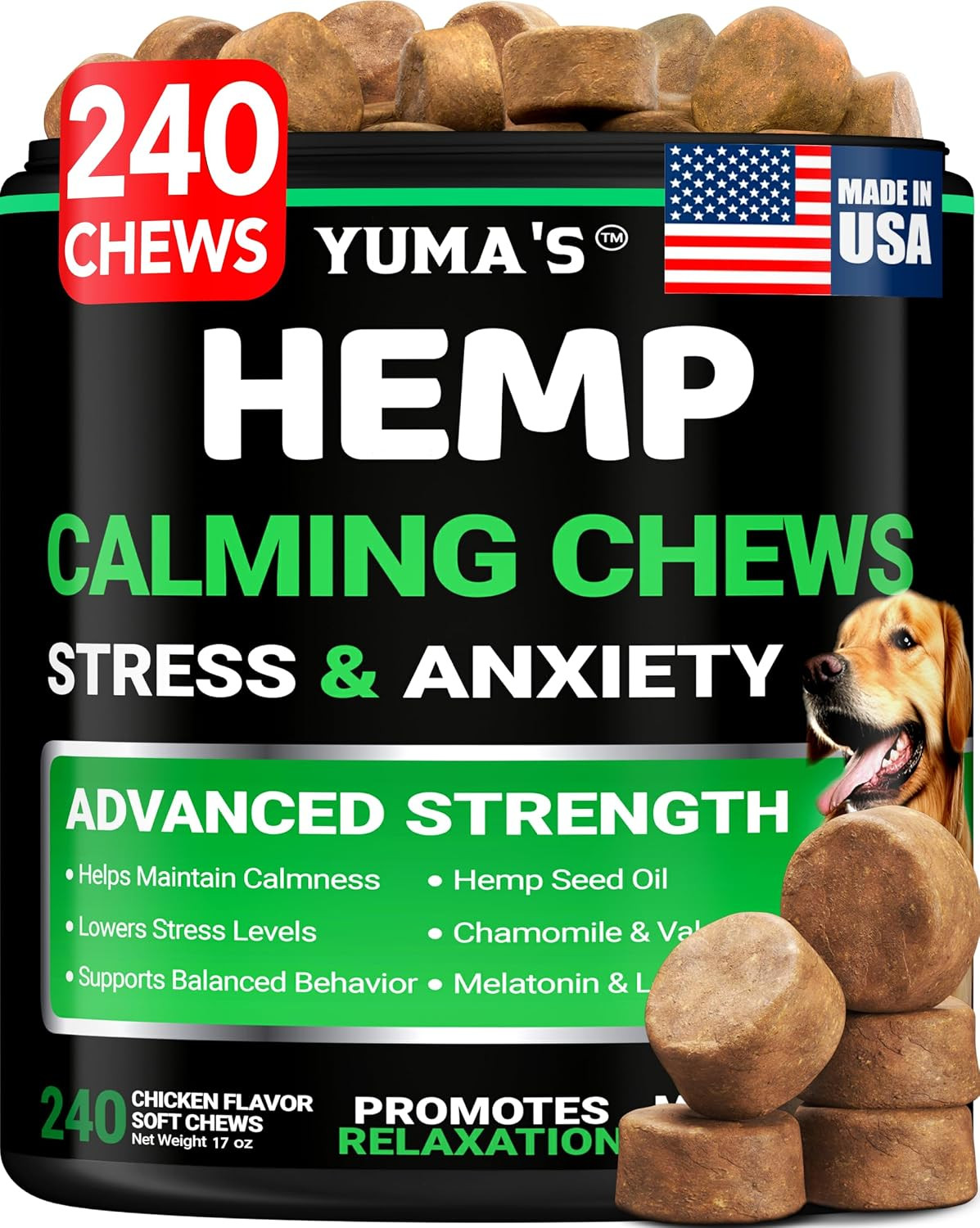 Hemp Calming Chews for Dogs - 240 Treats - Advanced Dog Calming Chews | Amazon (US)