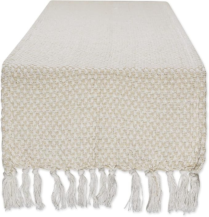 DII Woven Basics Collection 100% Cotton Knit Table Runner, 15x108, Natural | Amazon (US)
