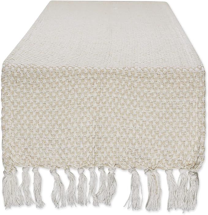 DII Woven Basics Collection 100% Cotton Knit Table Runner, 15x108, Natural | Amazon (US)