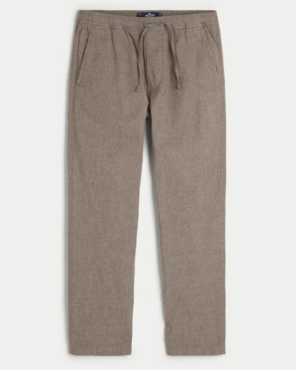 Men's Slim Straight Linen-Blend Pull-On Pants | Men's Bottoms | HollisterCo.com | Hollister (US)