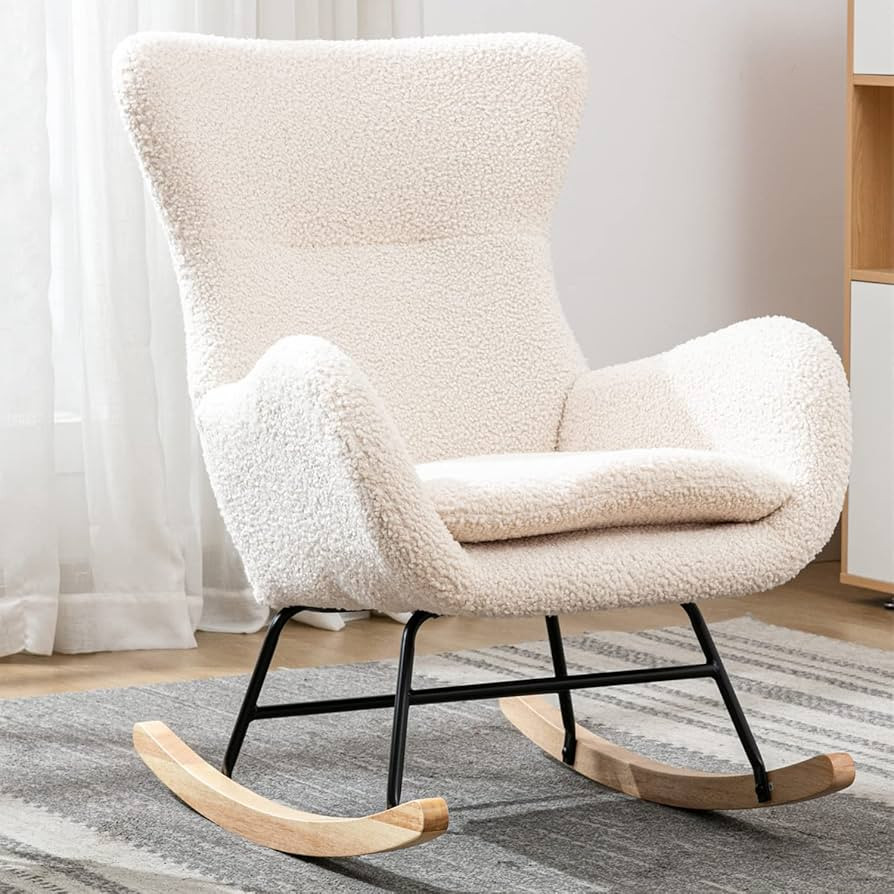 Qtivii Rocker Glider Chair for Nursery, Modern Rocking Chair with High Backrest and Armrests, Com... | Amazon (US)