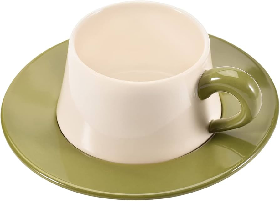 Koythin Ceramic Coffee Mug, Creative Morandi Contrast Cup with Saucer for Office and Home, Dishwa... | Amazon (US)